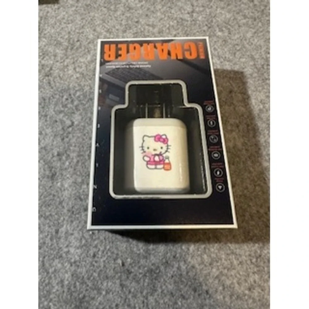 Sanrio Hello Kitty USB Wall Charger White Drink‎ Travel Adapter Block